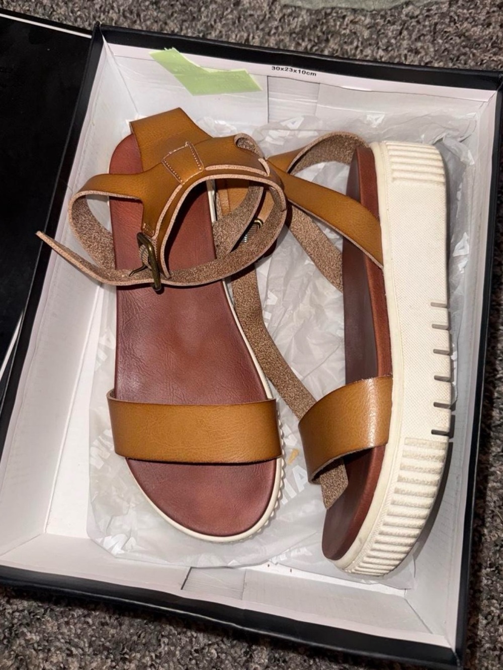 Women’s MIA Brown Leather Platform Sandals with Ankle Strap